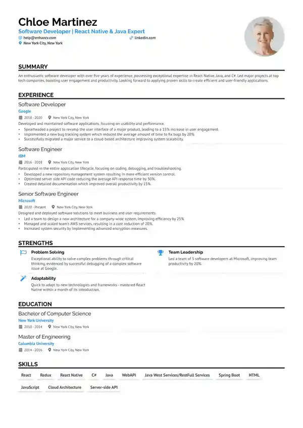 redux react js developer resume template